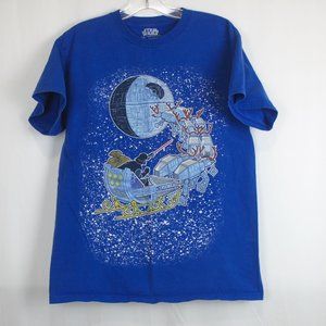Blue Medium Star Wars Christmas Darth Vader Sleighs Shirt